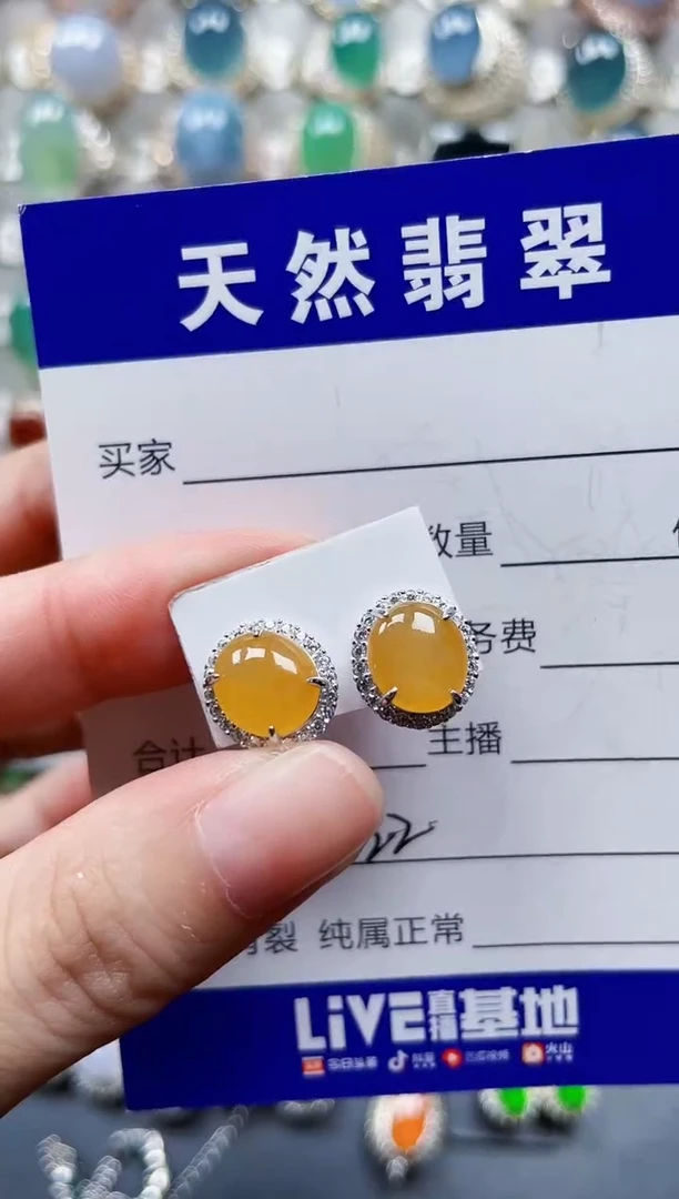 银S925镶嵌翡翠耳饰622