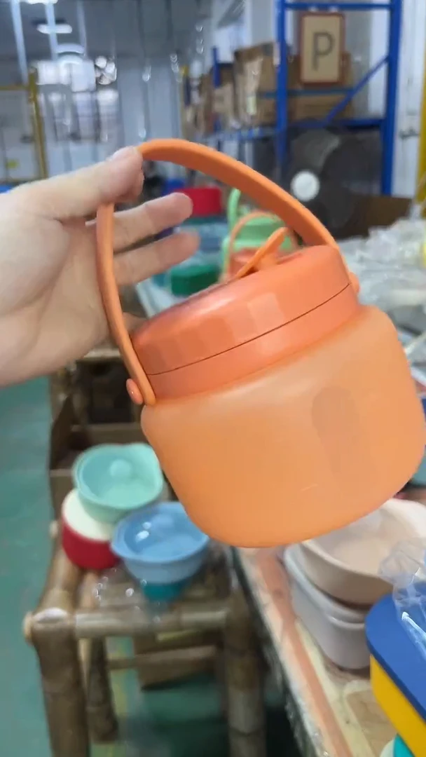 硅胶半透橙色-500ml圆形硅胶桶