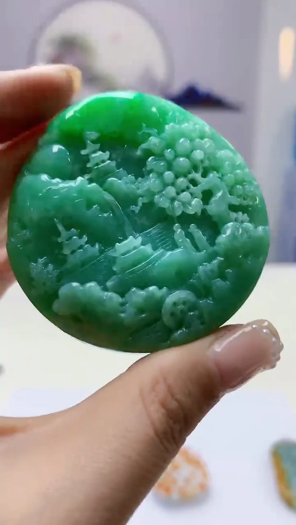 【闪购商品】定制翡翠未镶嵌4829ms-毛货挂件山水56