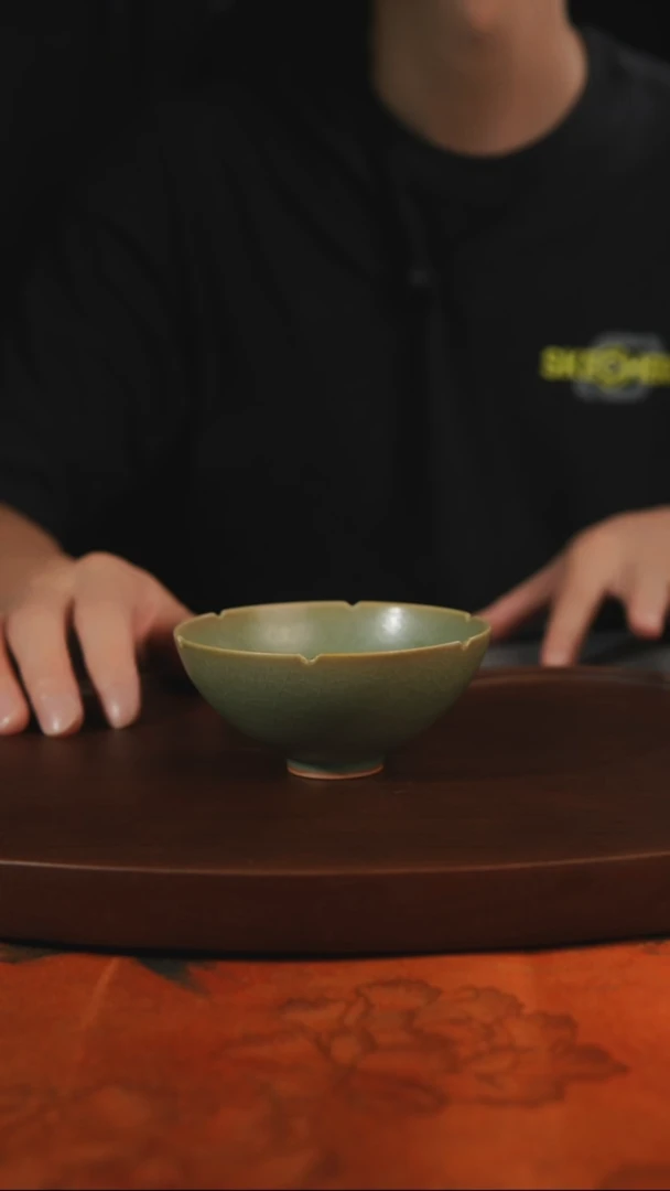 杯子润*柴烧 葵口杯 汝州原产地原矿仿古老釉