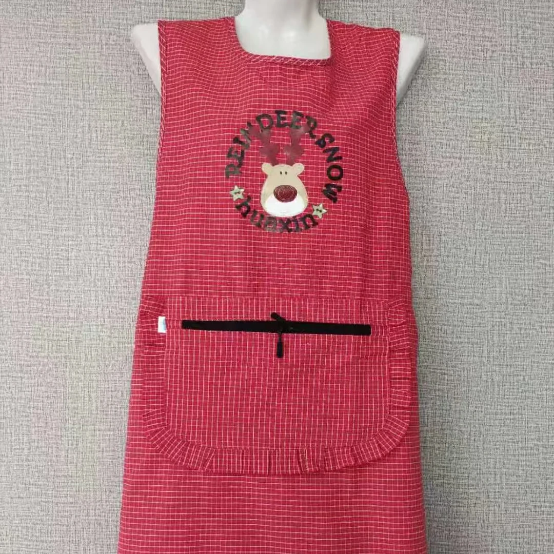 纯棉卡通拉链兜马甲围裙