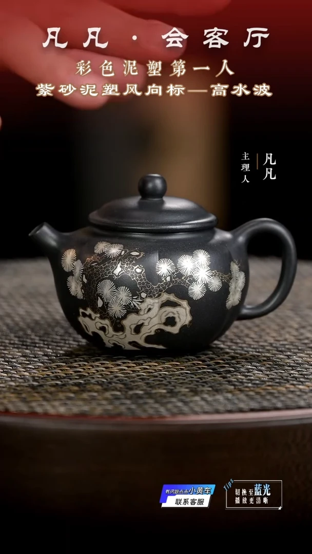 茶壶紫砂FWH42韩惠琴筋纹标平黑泥160cc