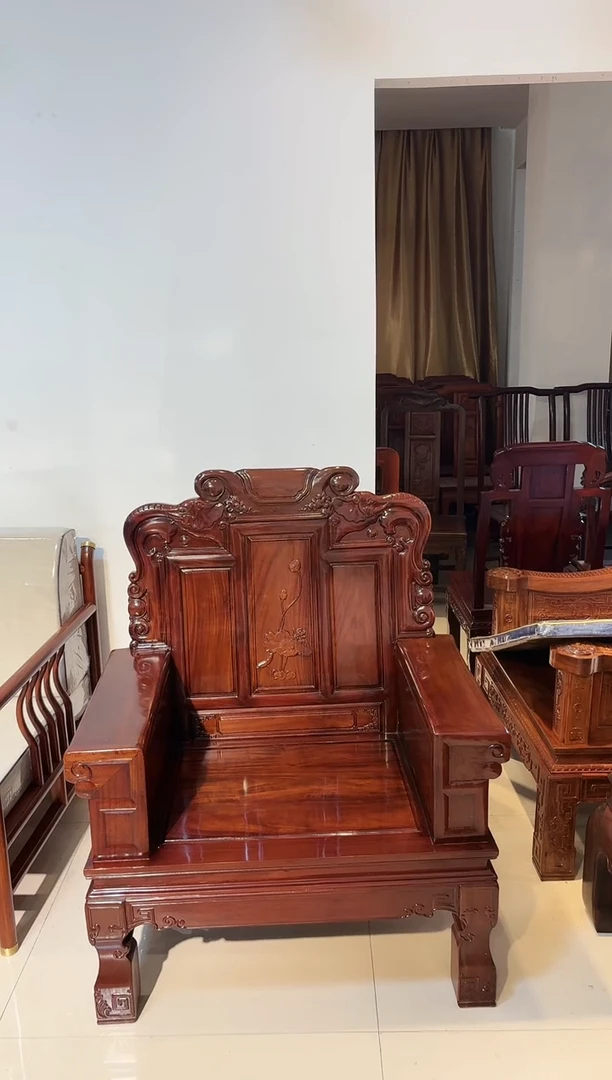 红酸枝木类端景台非洲酸枝沙发单人位