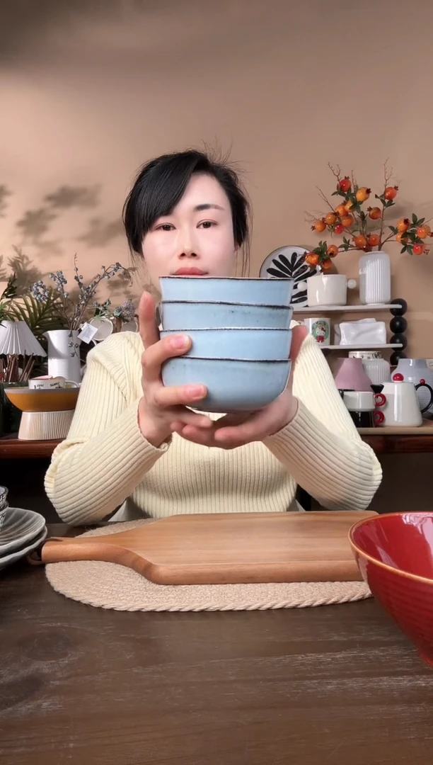 【闪购商品】瓷片4.5英寸窑变麻点碗4只微瑕