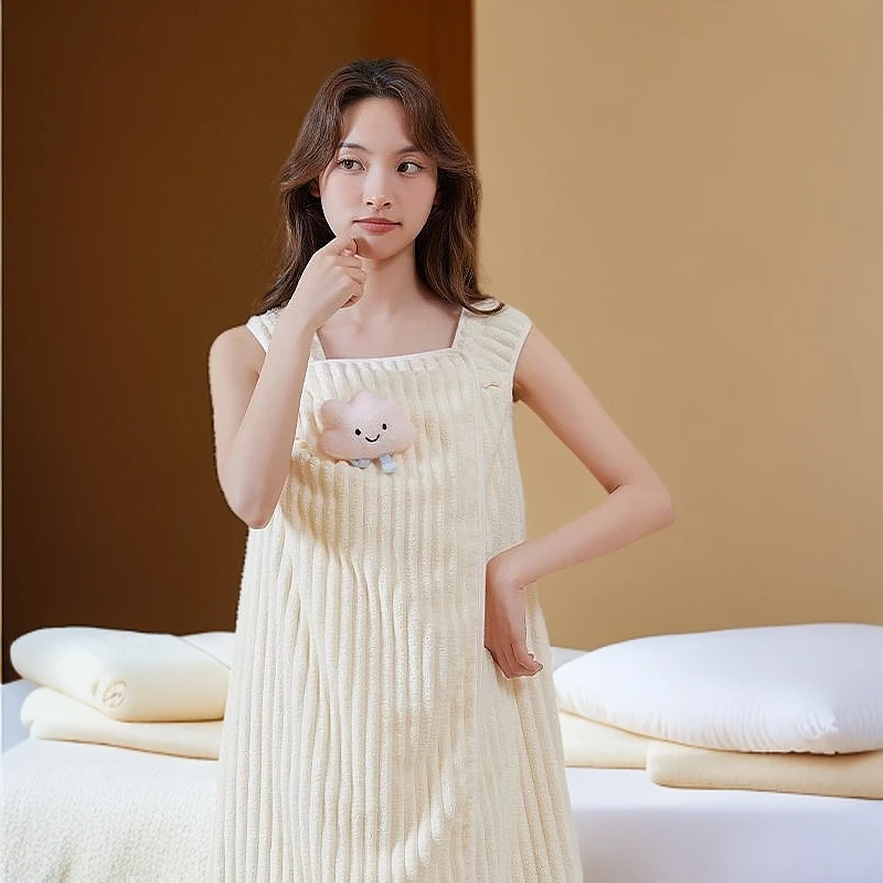 柔软浴巾女家用可穿可裹全身吸水大人浴裙洗澡2025新款干发帽