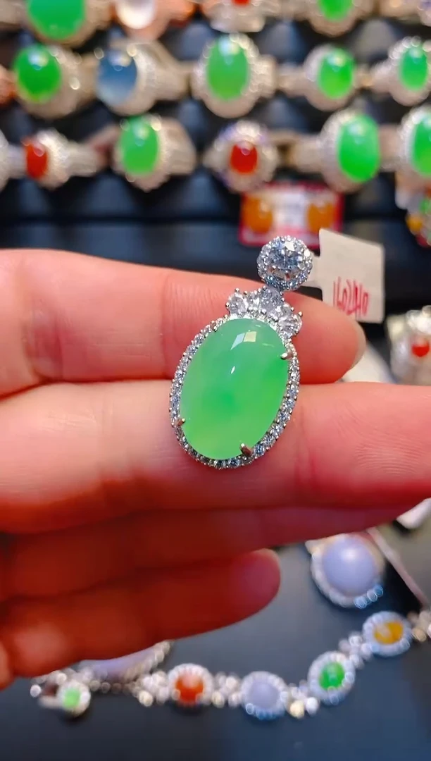 银S925镶嵌戒指翡翠天然