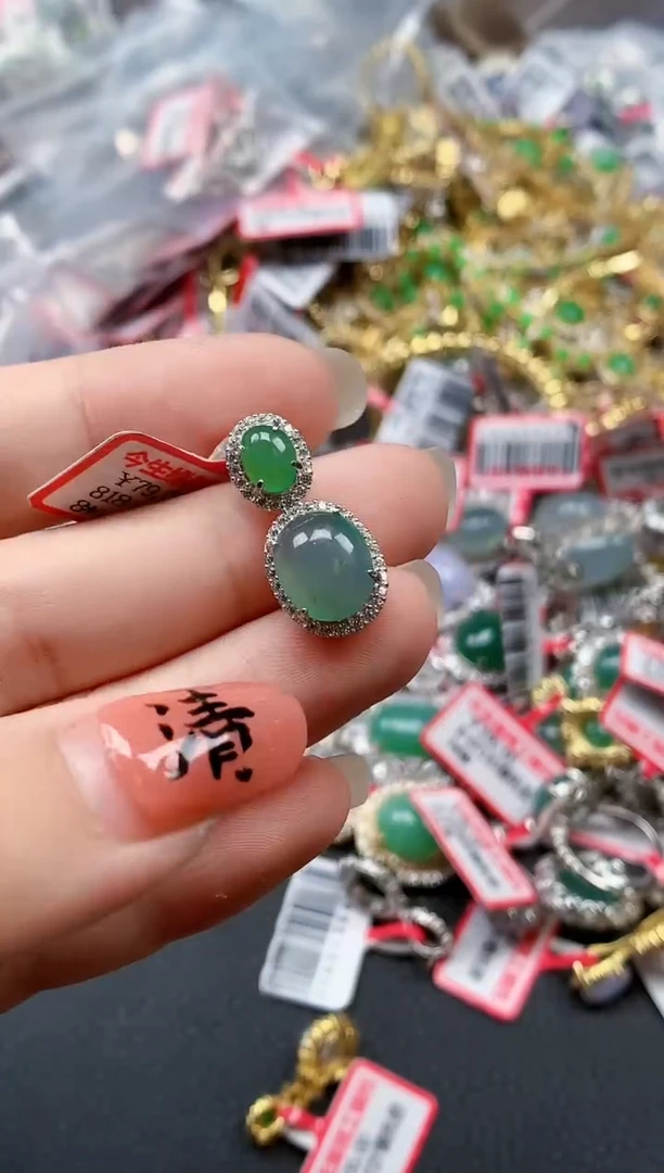 银S925镶嵌戒指翡翠天然A货缅甸翡翠