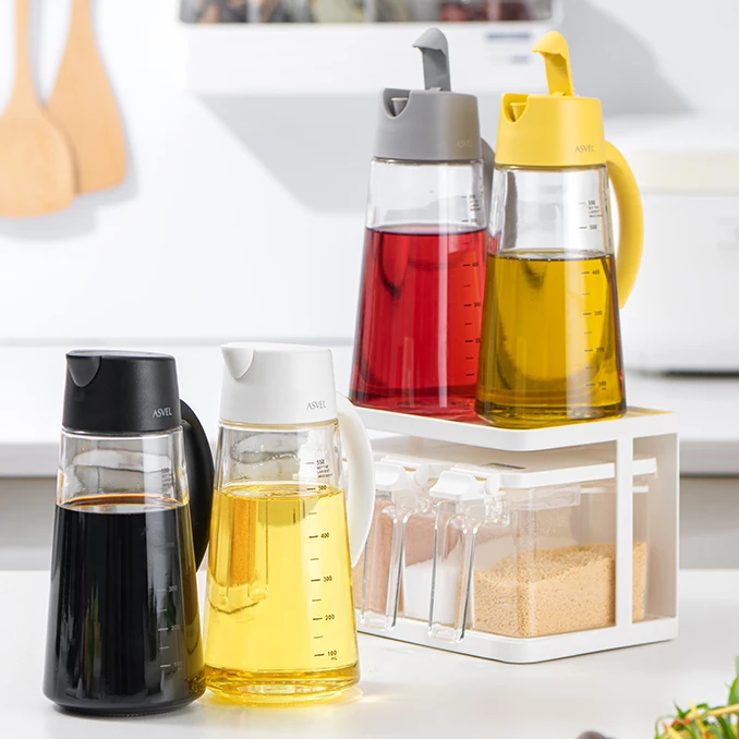 日本Asvel玻璃油壶酱油瓶厨房不挂油高档重力防漏调料瓶自动油瓶