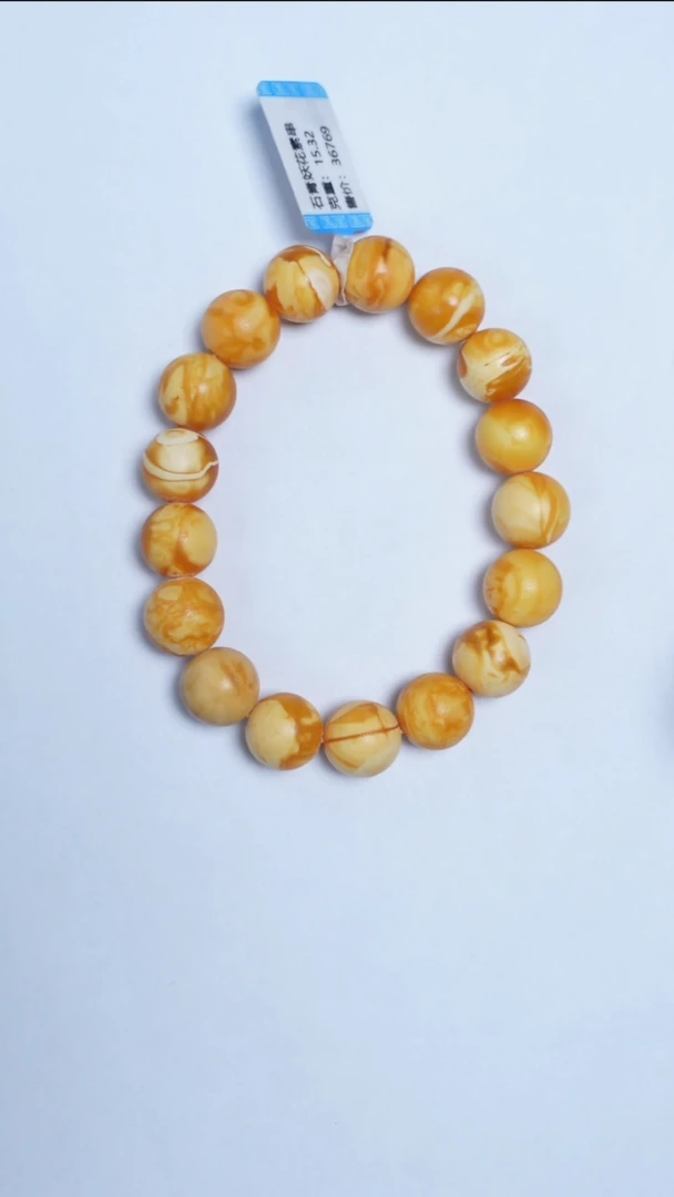 手链蜜蜡未镶嵌特级石膏花蜡圆珠手串11mm