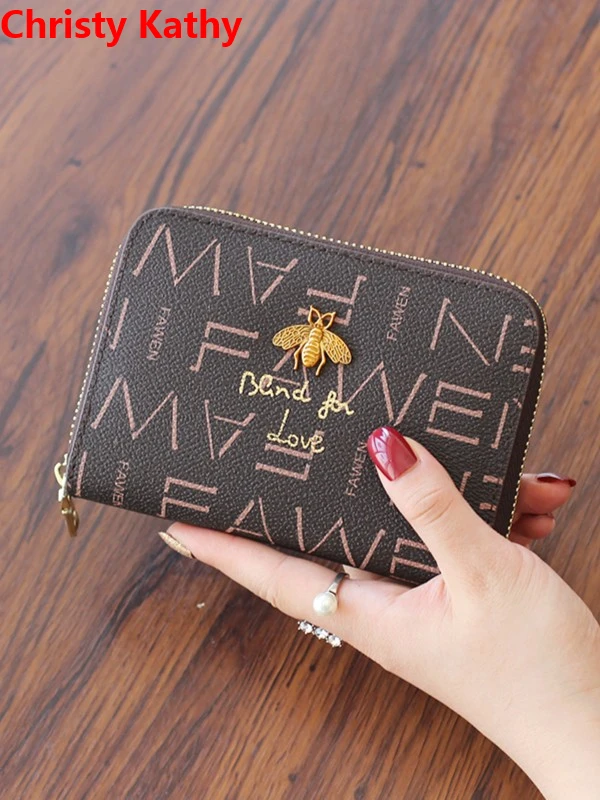 ChristyKathy女式钱包多功能大容量名片卡包带拉链防消磁多卡位包