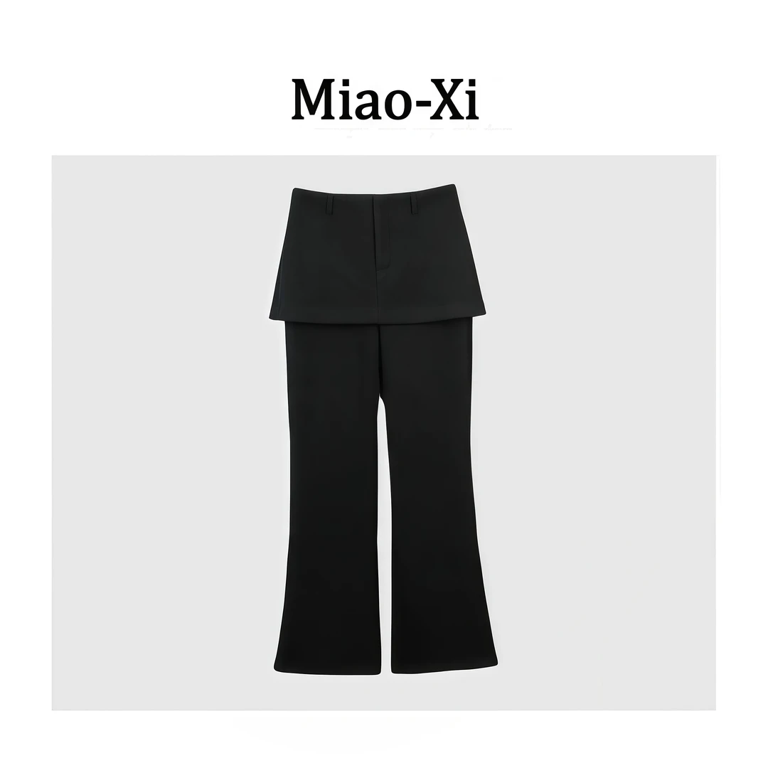 妙兮·LL冬季新款时尚休闲气质设计款拼接微喇中式裤子*20253094