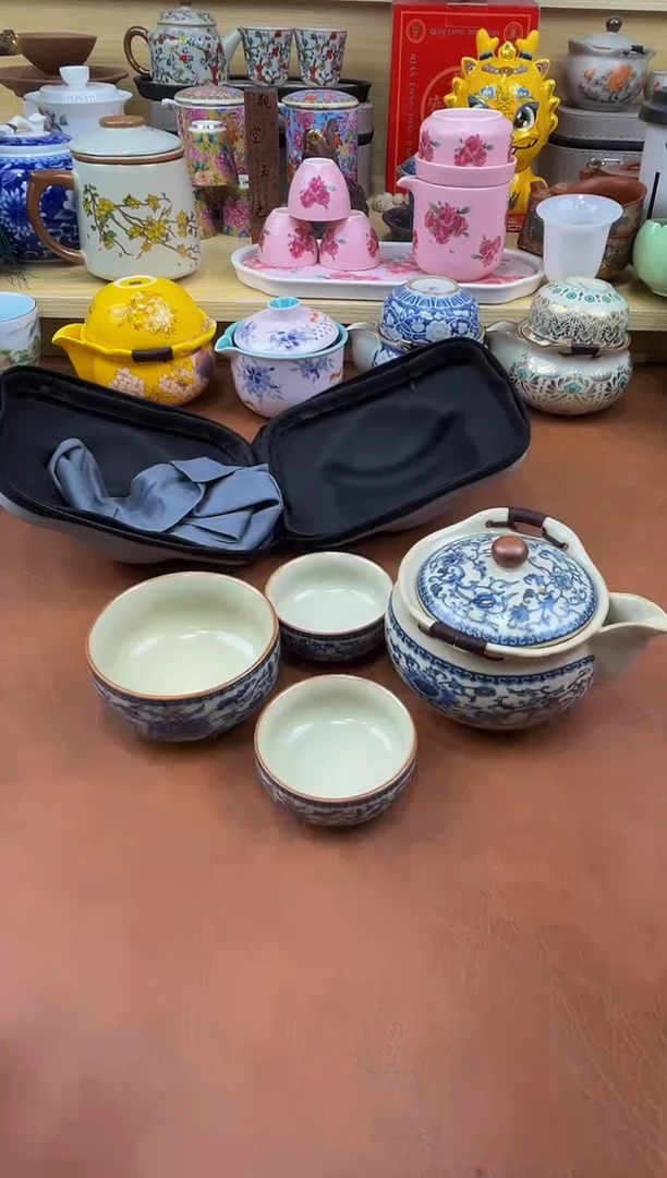 陶瓷茶具摆件旅行套组