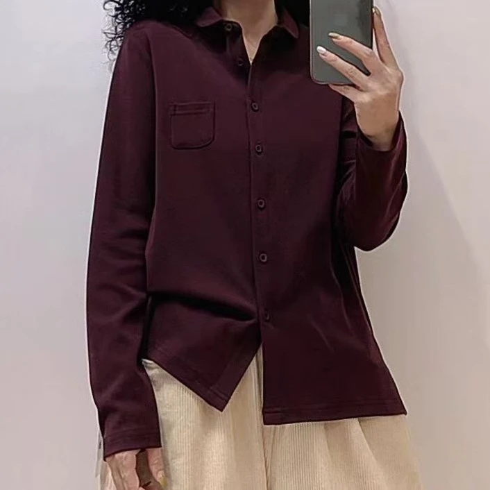 女士秋款长袖翻领衬衫