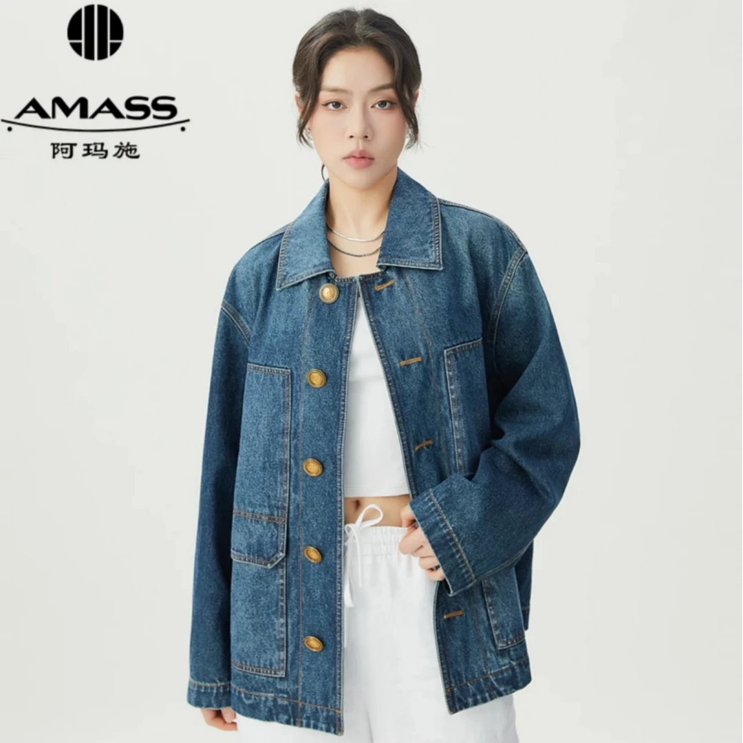 AMASS阿玛施经典复古宽松工装风衣牛仔外套5400850