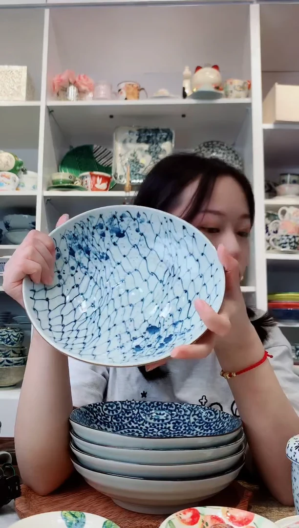 陶瓷【新品】bloom染付大深盘21cm