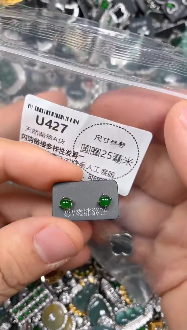 颈饰未镶嵌翡翠U427耳钉