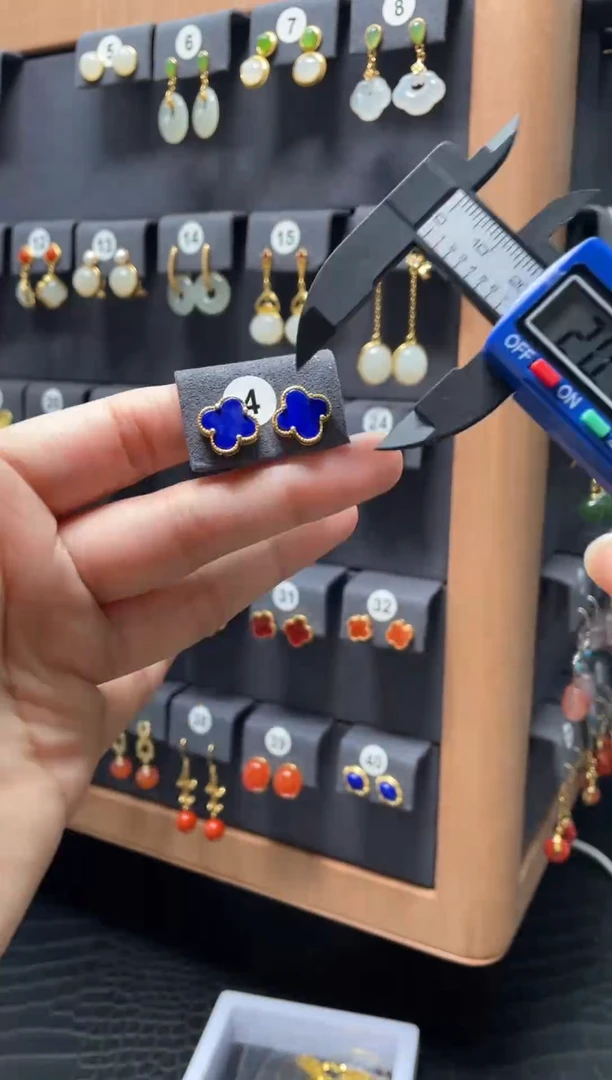 【闪购商品】青金石耳饰银S925镶嵌004