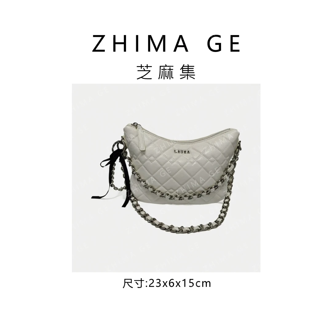 【芝麻集】SD-5319-奶油白RAIN.CUN时尚休闲百搭腋下斜跨轻奢女包