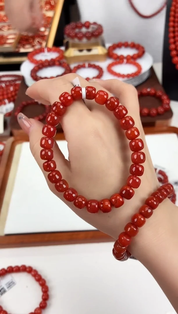 南红玛瑙瓦西老型手串8+未镶嵌一个/条