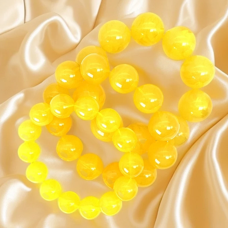 非金属树脂手链 【亏本包邮】TS395水波纹手串黄花色半透明单圈手链