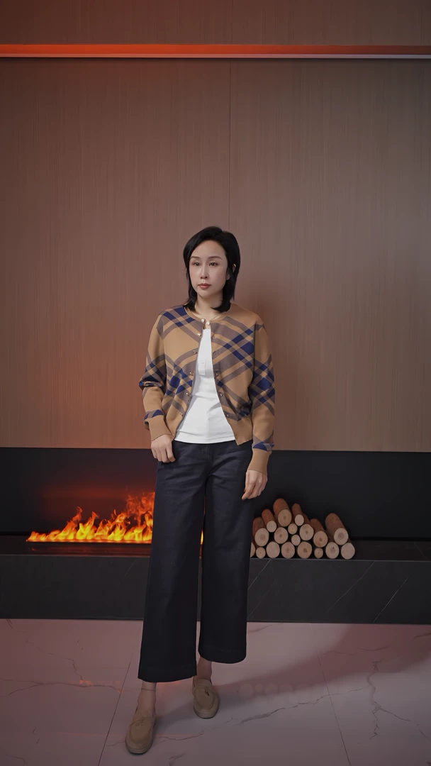 Queens.Zou 圆领百搭修身松弛感针织长袖外搭ins开衫 7005