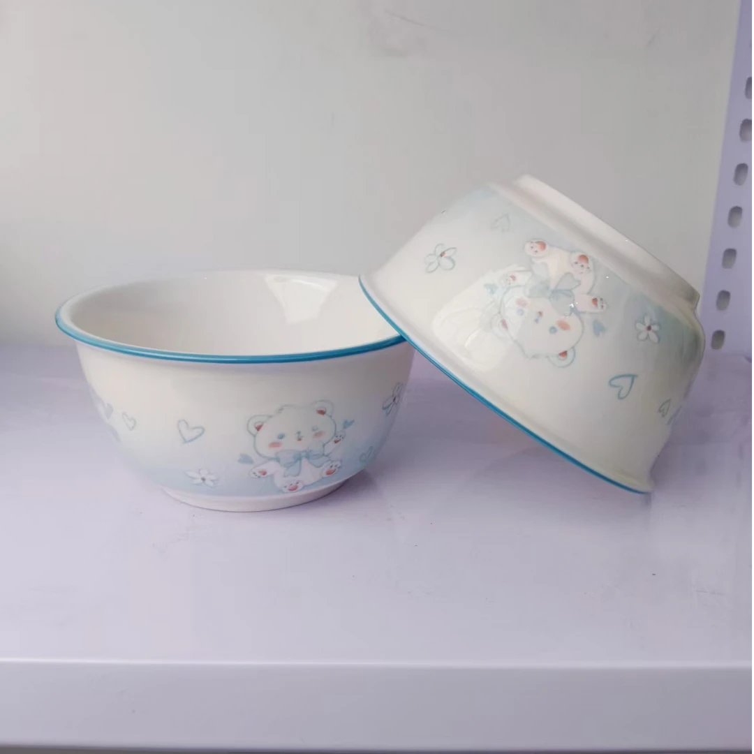 5.5英寸卡通风易清洗家用吃饭碗釉下彩汤碗加厚防烫大碗可爱餐具