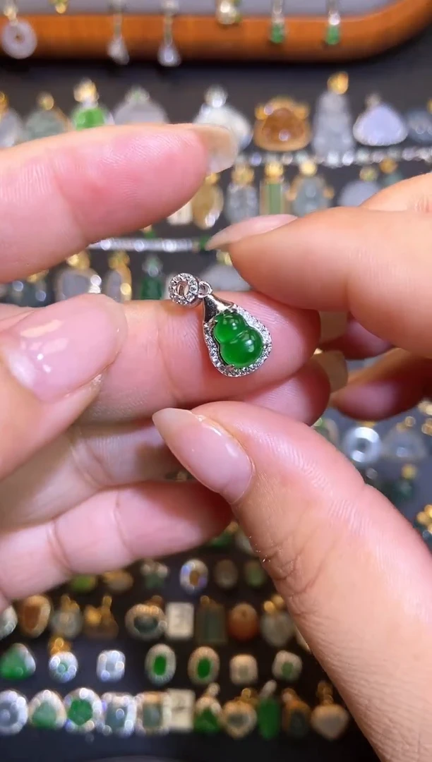 翡翠银S925镶嵌吊坠(不含链)1