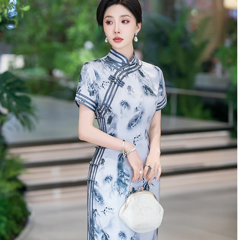 高品质民国风夏季2025新款长款旗袍女复古改良年轻气质日常连衣裙