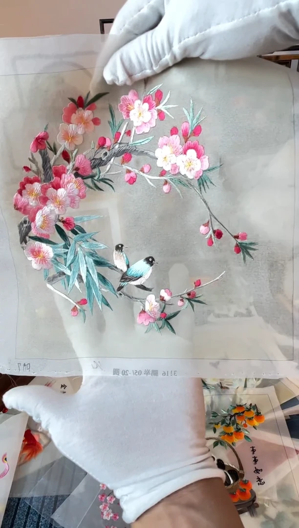 织绣纯手工苏绣双面绣绣布