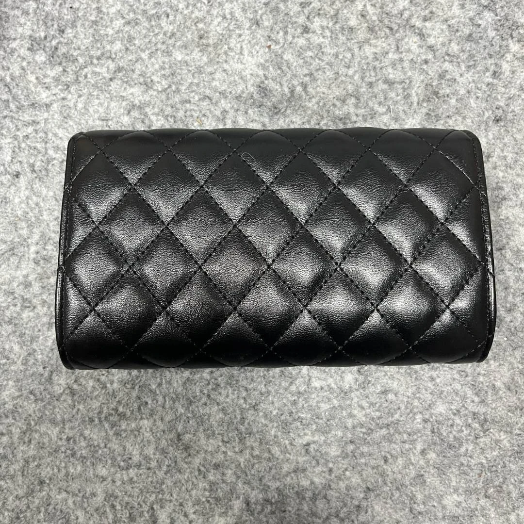 TOLEX2025新款手工时尚百搭菱格女亮钱包黑色19.5cm