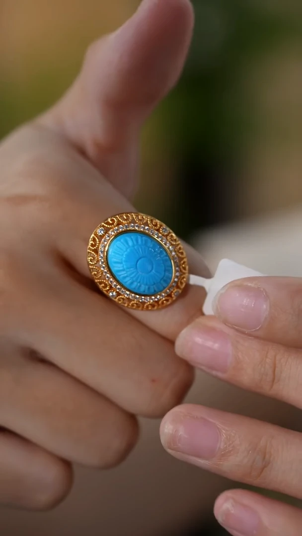 绿松石银S925镶嵌戒指秒拍号24