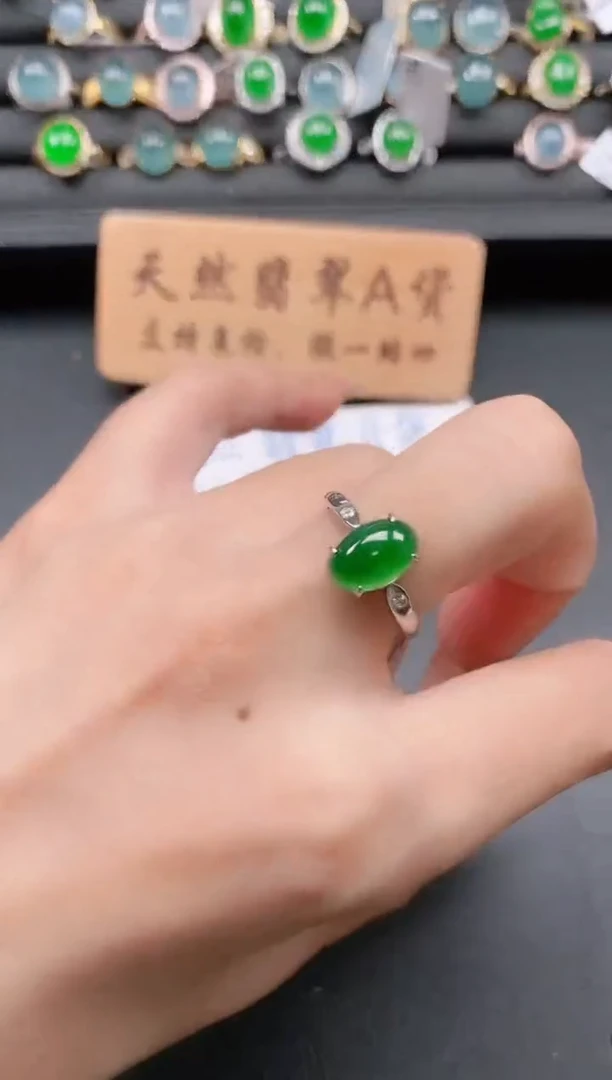 银S925镶嵌戒指翡翠11
