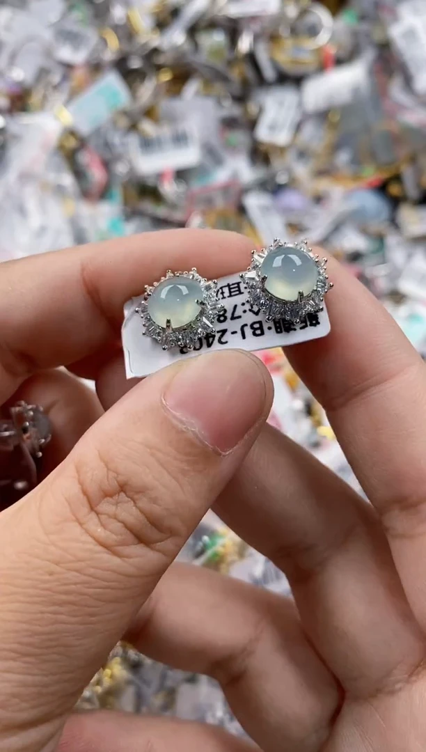 银S925镶嵌戒指翡翠444   1