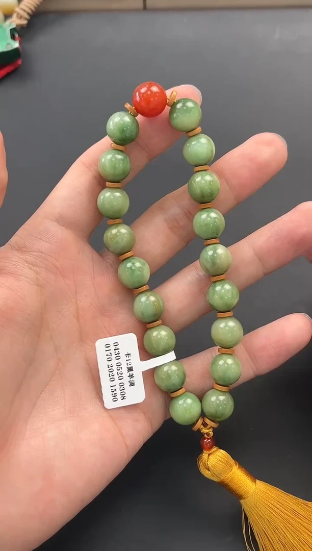 未镶嵌手串和田玉且末黑羊洞碧玉手持卡12微色差