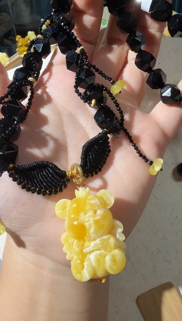 蜜蜡项链未镶嵌蜜蜡小熊项链