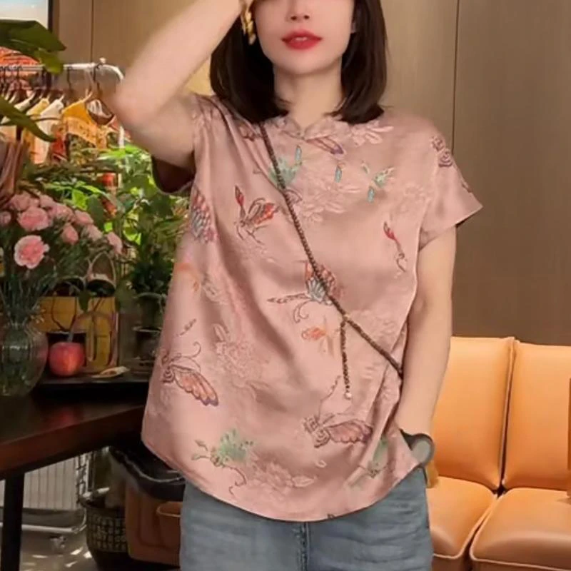 设计感优雅国风新中式套装2025夏季显瘦气质女士上衣阔腿裤两件套