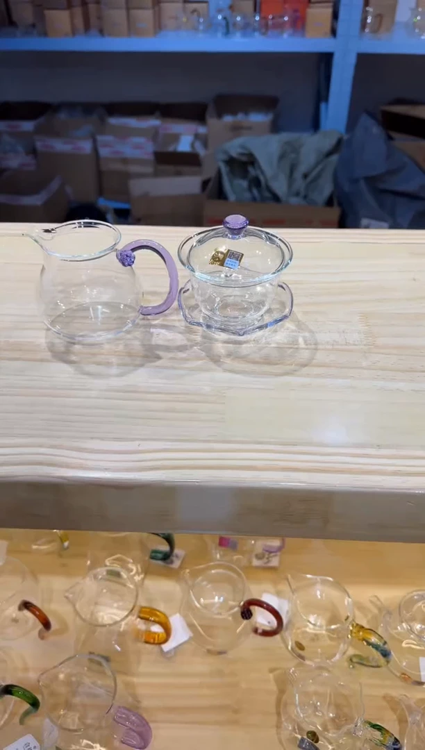 禾器-禅语盖碗-浅紫色+浮莲浅紫+++