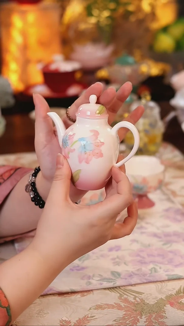 露染牡丹茶壶 哈哈哈