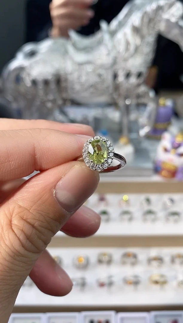 【闪购商品】碧玺戒指银S925镶嵌活口戒圈拍下备注身高体重