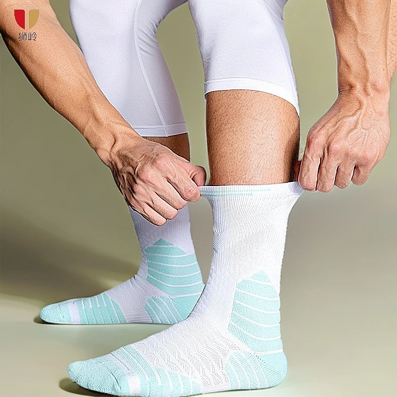 狮岭 篮球袜男士夏季透气精英袜户外运动不起球训练毛巾底跑步袜