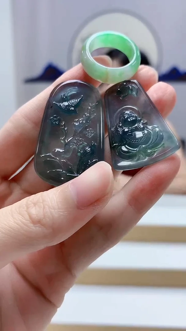 未镶嵌定制翡翠4852zm-毛货挂件50