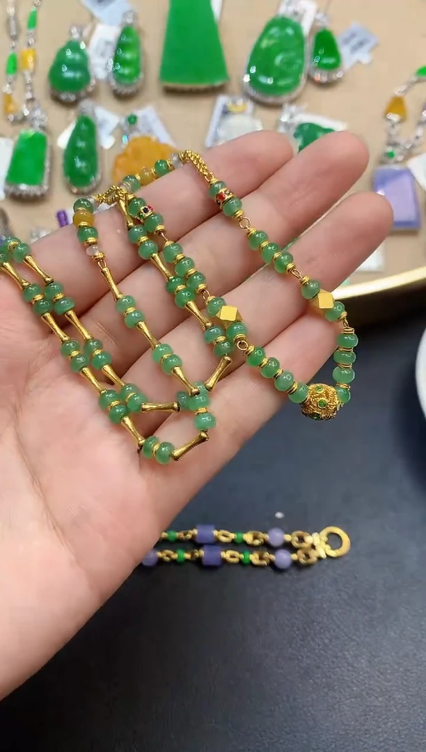 【闪购商品】翡翠项链18K金镶嵌3340