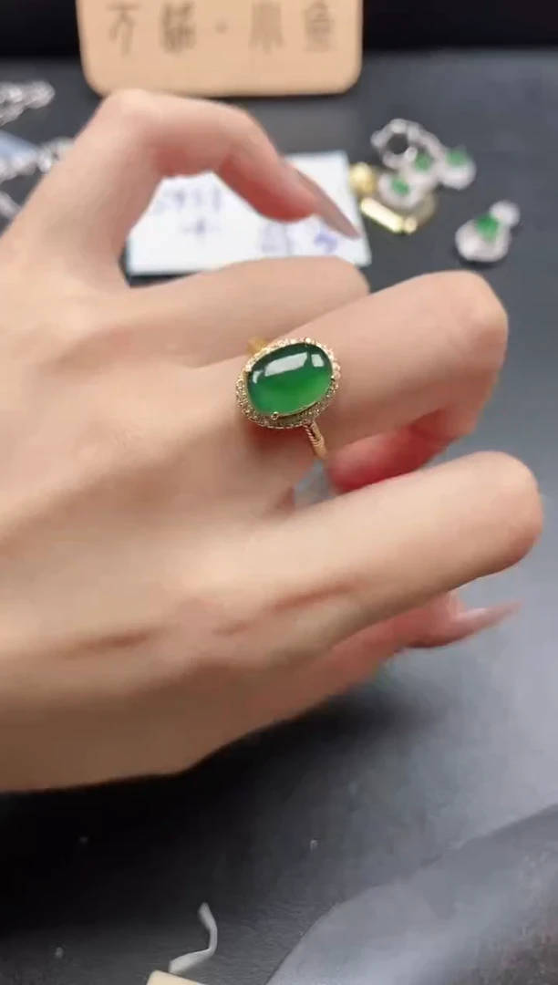 银S925镶嵌戒指翡翠51511