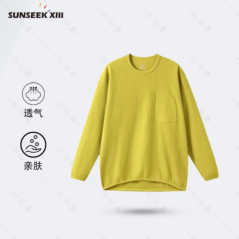 绵柔贴肤】秋冬圆领弹力时尚卫衣运动轻薄透气抗皱打底T恤外套2082