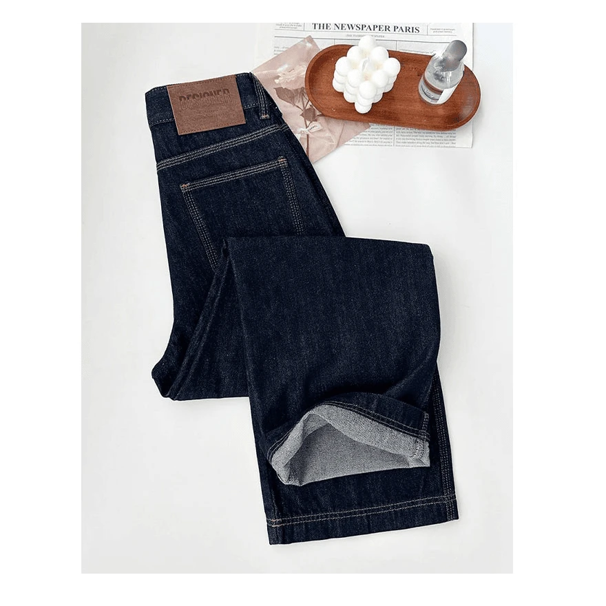 三本针8768阔腿牛仔裤女士2025新款显瘦高腰休闲裤窄版直筒裤