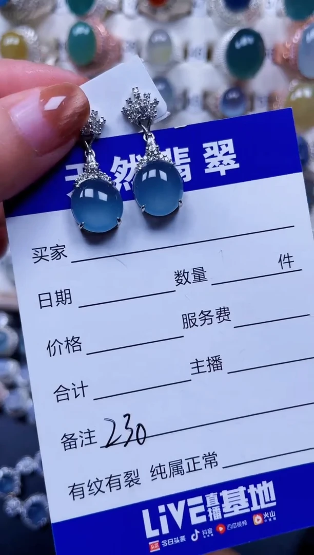 银S925镶嵌翡翠耳饰230