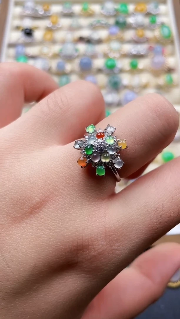 银S925镶嵌戒指翡翠30