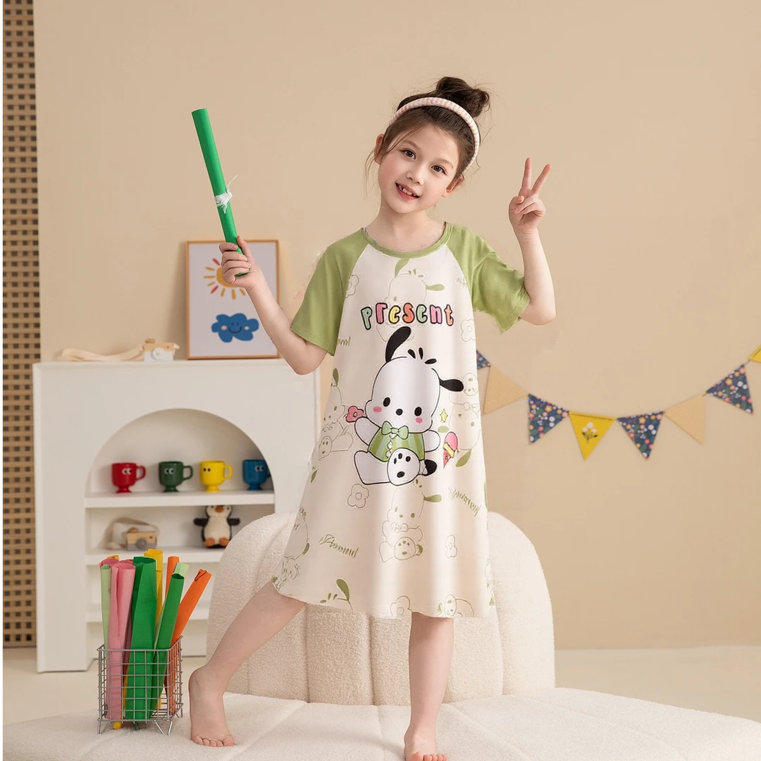 新款儿童睡衣夏季薄款女孩宽松夏天卡通女童睡裙公主中大童家居服