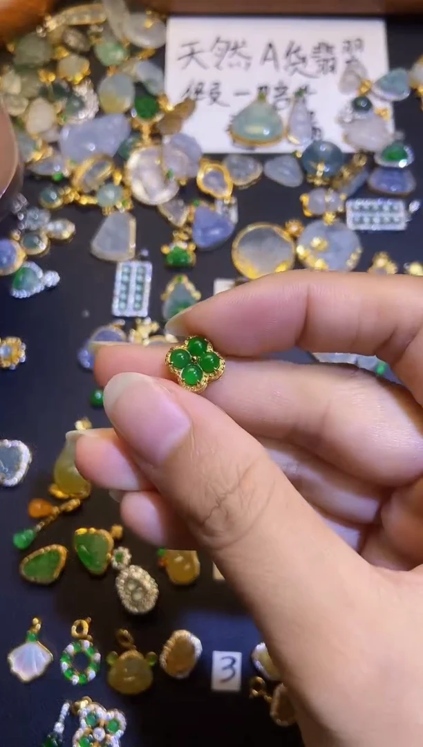 吊坠(不含链)银S925镶嵌翡翠1