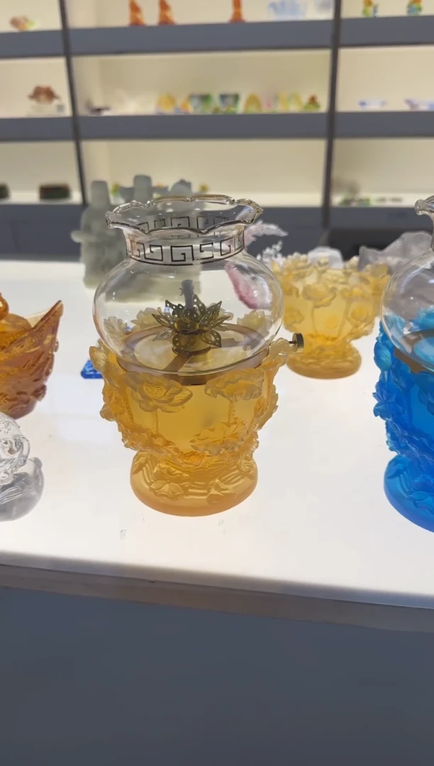 手工艺品琉璃莲花元灯黄色大号